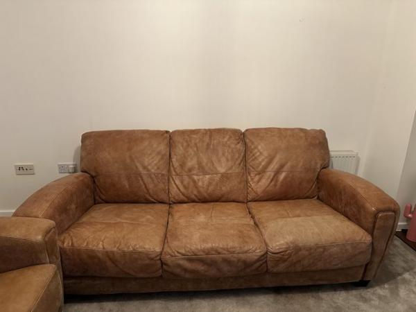Image 2 of 2 seater and 3 seater leather sofa
