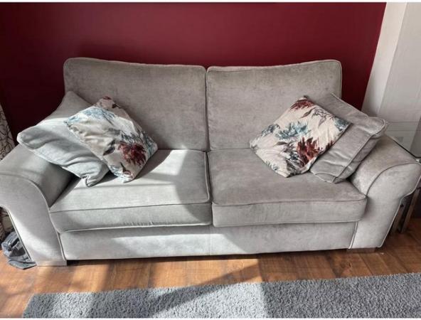 Image 2 of Sofa & snuggler armchair grey Alstons furniture