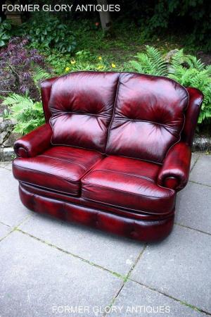 Image 60 of SAXON OXBLOOD RED LEATHER CHESTERFIELD SETTEE SOFA ARMCHAIR