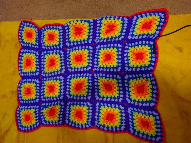 Preview of the first image of HAND CROCHETED BLANKET-BRIGHT AND CHEERFUL.