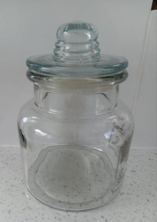 Image 8 of A Medium Sized Glass Storage Jar.  Height 8" (20cm)