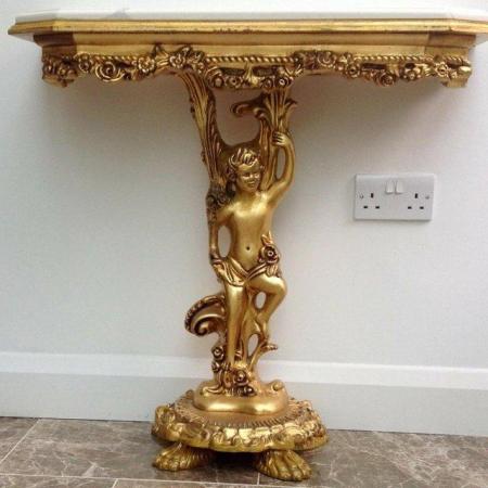 Image 2 of Baroque Rococo Antique Marble CONSOLE TABLE with MIRROR