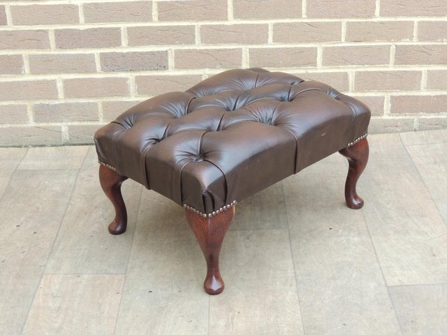 Preview of the first image of Chesterfield Antique Brown Footstool (UK Delivery).