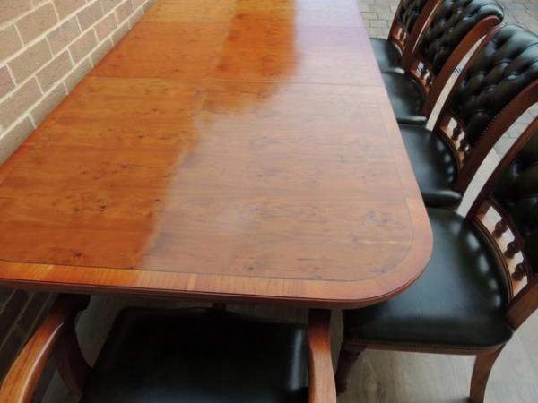 Image 4 of Burr Wood Extendable Dining Table + 6 Chairs (UK Delivery)