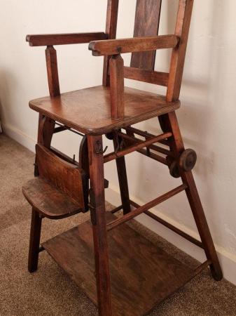 Image 1 of Antique Oak Chair Metamorphic Childrens Play and High Chair