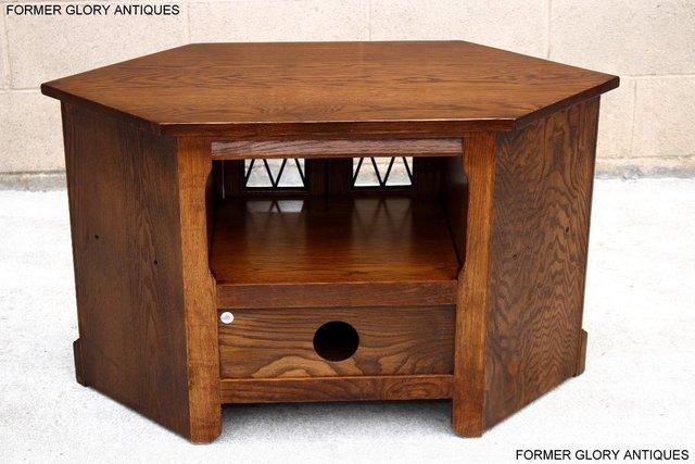 Image 28 of AN OLD CHARM LIGHT OAK CORNER TV DVD CD CABINET STAND TABLE