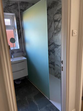 Image 1 of GLASS Fixed shower screen - frosted glass 1180mm width