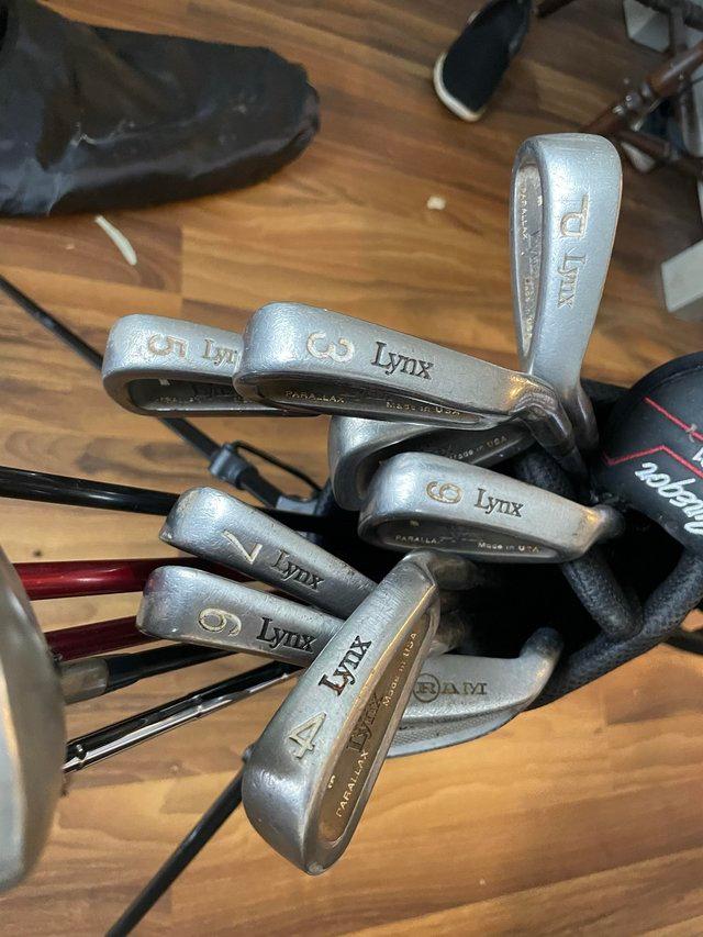 Preview of the first image of Selection of golf clubs drivers, irons etc.