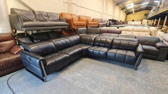 Image 8 of Packham black leather electric recliner corner sofa