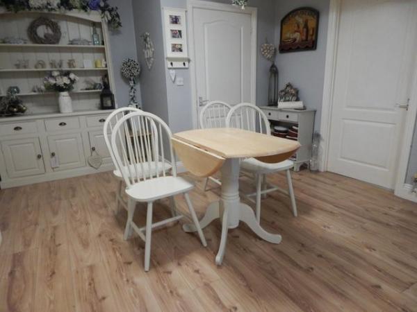 Image 10 of Dropleaf Kitchen / Dining table & 4 chairs , Beech , Vintage