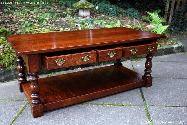 Image 20 of TAYLOR & Co STRESSED OAK THREE DRAWER POTBOARD COFFEE TABLE