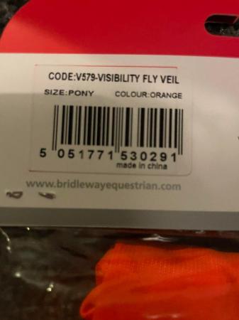 Image 3 of Bridleway Orange Hi Viz Fly Veil Ears Pony Size