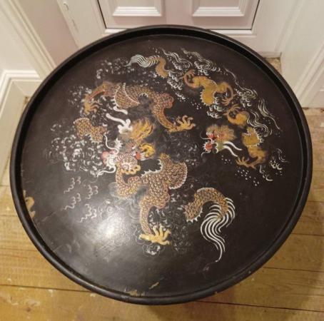 Image 3 of Antique Chinese Dragon Folding 2 Tier Table/Tray