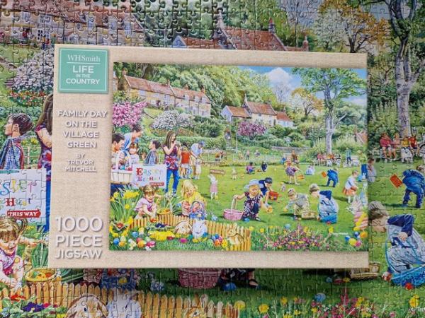 Image 2 of 1000 piece jigsaw called FAMILY DAY ON THE VILLAGE GREEN .