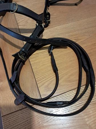 Image 1 of Micklem brown leather bridle with reins