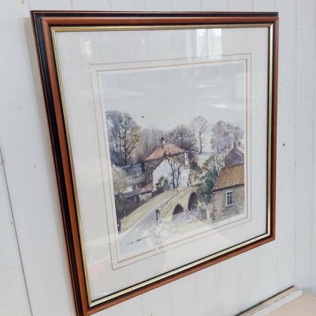 Image 1 of £35 Limited 534/600 watercolour painting 'Pub by the bridge'