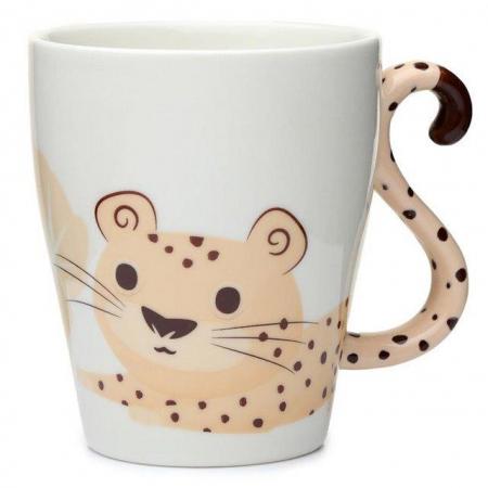 Image 2 of Cheetah Zooniverse Ceramic Tail Shaped Handle Mug .Free post