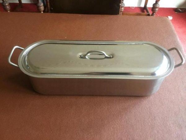 Image 3 of Fish Kettle, stainless steel, with removable trivet and lid
