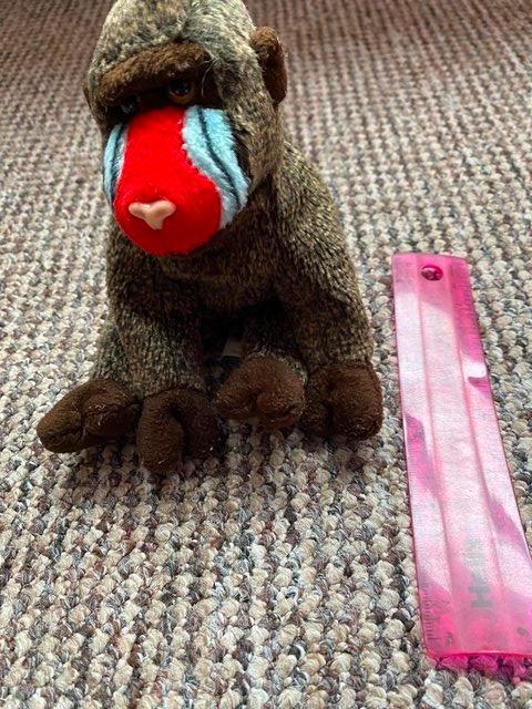 Preview of the first image of Cute Baboon Beanie Baby Cuddly Toy 'Cheeks'.