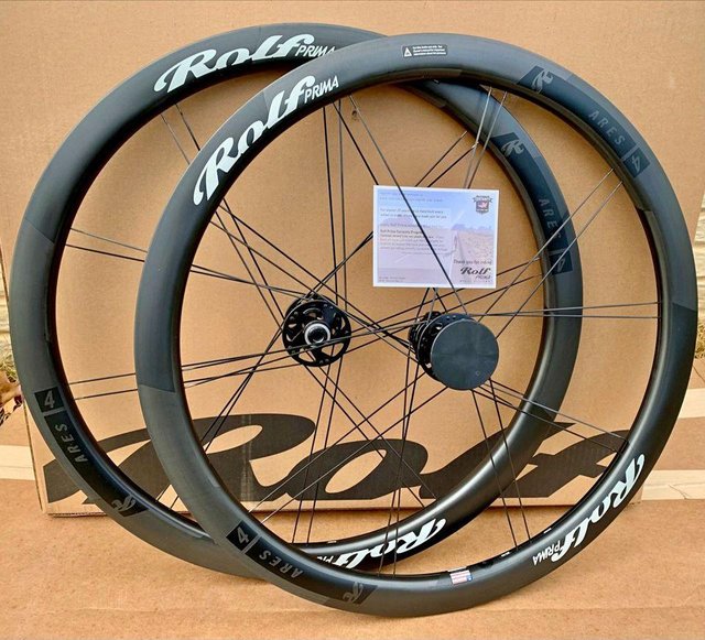 Preview of the first image of 2024 Rolf Prima Ares 4 Disc Carbon Fiber Wheels NEW.