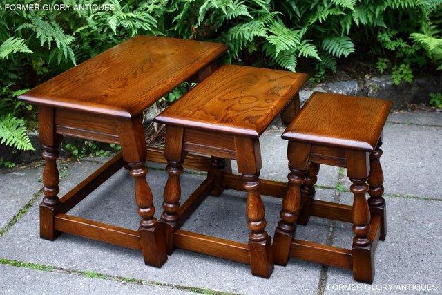 Image 49 of AN OLD CHARM LIGHT OAK NEST OF TABLES COFFEE TEA TABLE SET