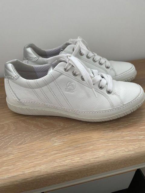 Preview of the first image of Gabor Comfort White Leather Trainers size 4.5.