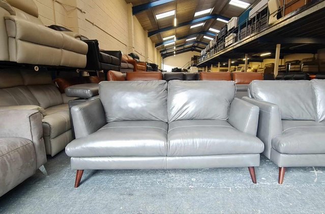 Image 6 of Ex-display Angelo grey leather 3+2 seater sofas