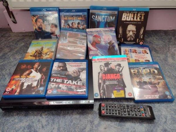 Image 1 of Samsung Blu-ray player and Blu-rays - used - watched once