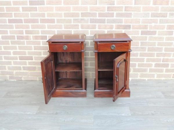 Image 5 of Pair of Mahogany Tall Bedside Cabinets (UK Delivery)