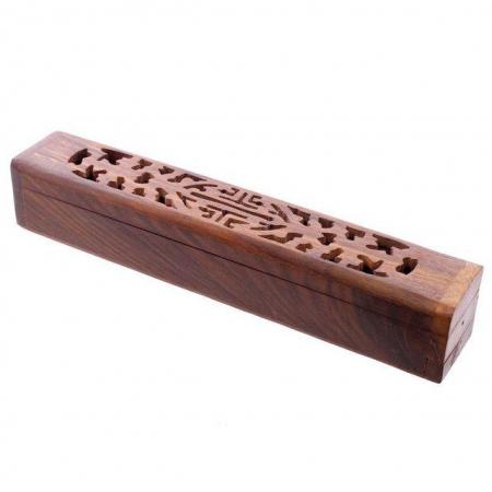 Image 3 of Decorative Sheesham Wood Carved Incense Box. Free postage