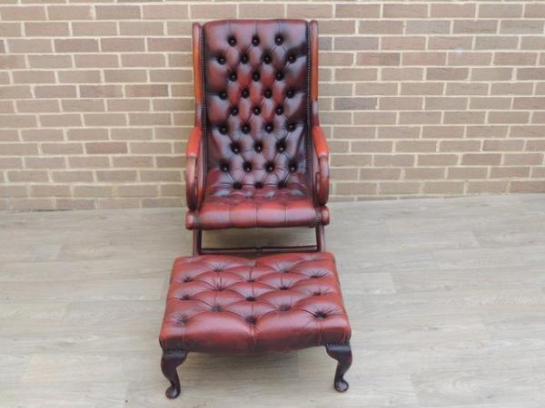 Image 2 of Vintage Chesterfield Slipper Chair with Footstool (UK Delive