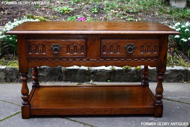 Image 30 of OLD CHARM LIGHT OAK TWO DRAWER COFFEE TABLE TV UNIT STAND