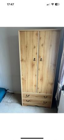Image 2 of Pine double stand alone wardrobe with drawers