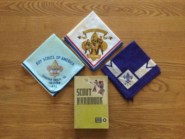 Image 1 of American Boy Scout cloth neckerchiefs and handbook