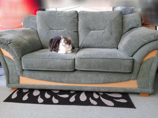 Image 1 of Sage green 2 seater sofa need gone ASAP!