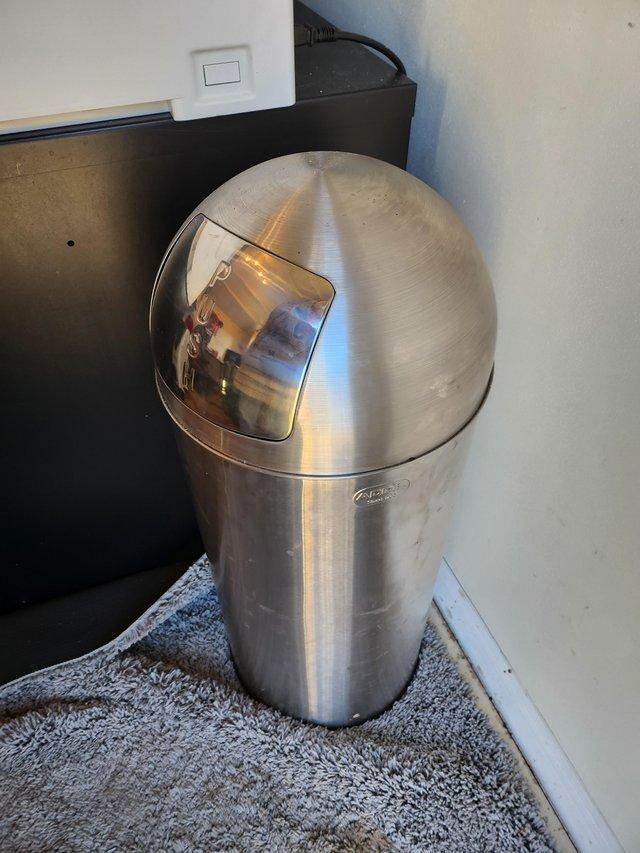 Preview of the first image of Silver steel bin in excellent order.