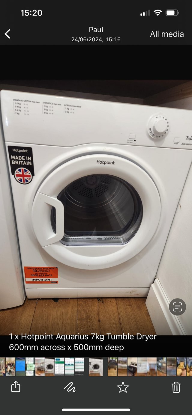 Preview of the first image of Hotpoint Tumble Dryer ….