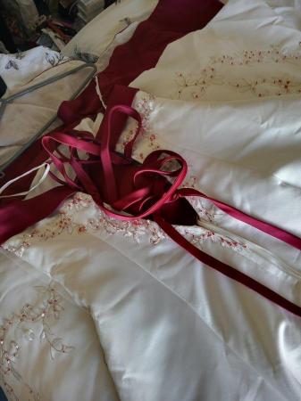 Image 2 of Ivory and burgundy wedding dress