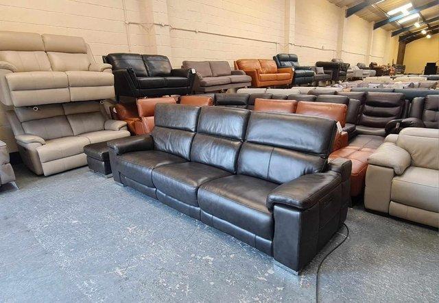 Image 7 of Laurence Metz black coffee electric recliner 4 seater sofa