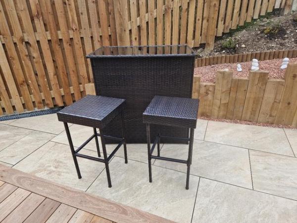Image 2 of Rattan effect Garden Bar and 2 Stools for sale
