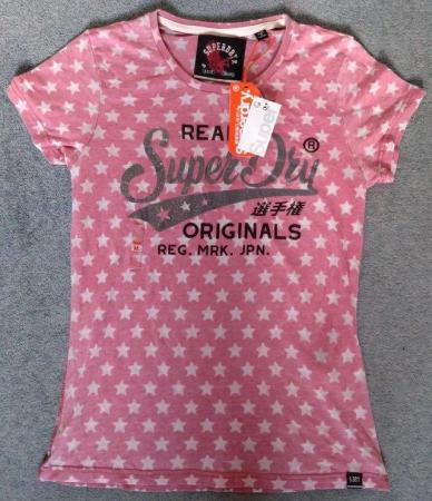 Image 1 of Superdry Burn Out Start AOP Entry Tee Midwest Red- size 12