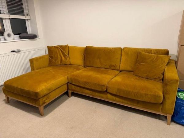Image 1 of L-Shape Mustard/Gold Sofa