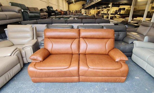 Image 8 of La-z-boy Raleigh tan brown leather manual 3 seater sofa