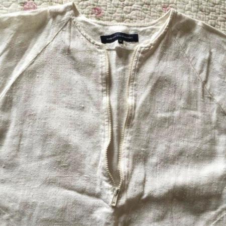 Image 7 of Vintage Size M FCUK Pure Linen White 1/2 Zip Angle Top