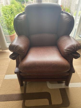 Image 2 of 3 Seater & Armchair Brown Leather