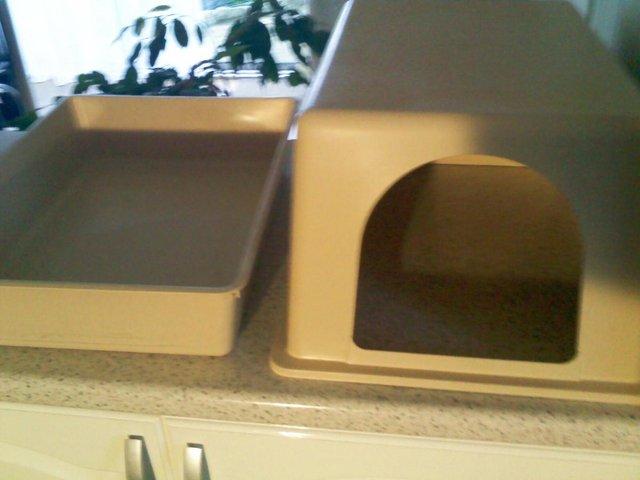 Preview of the first image of Large, Hood to go over Cat Litter Tray. (Cream).