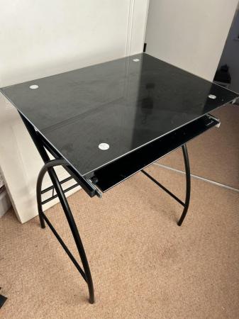 Image 2 of Black tempered glass computer desk