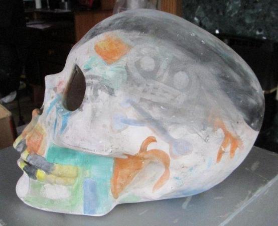 Image 2 of Clay Skull - Lifesize - Decorated.