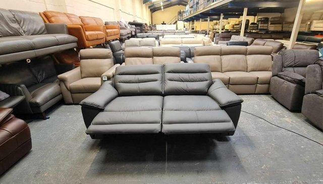 Image 7 of Carter grey leather electric recliner 3 seater sofa