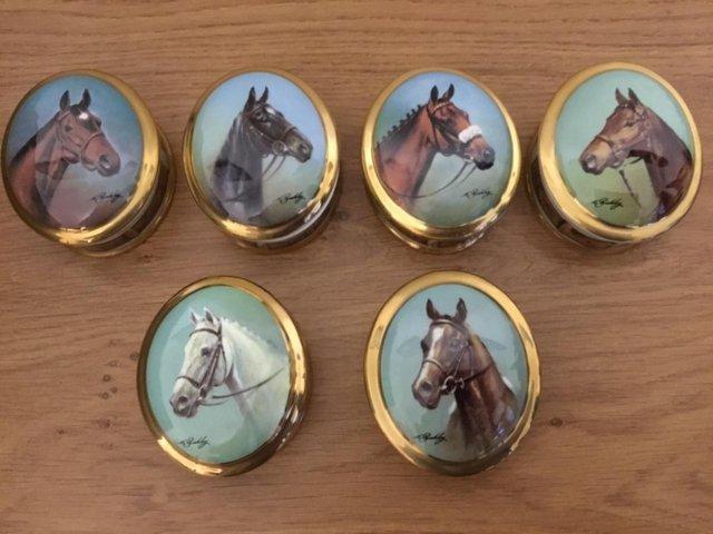 Preview of the first image of 6 Trinket Boxes Great Racehorses Melvyn Buckley Danbury Mint.